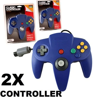 2x TTX Tech N64 BLUE Classic Controller MODEL : NXN64-92B (849172003750) - [F06* - Image 1 of 2