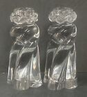 Pair of Baccarat Crystal France ALADIN 6.5&quot; Candlesticks Swirl Wave Twist Design