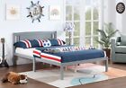 Full Size Bed, Wood Platform Bed Frame With Headboard For Kids, Slatted, Gray