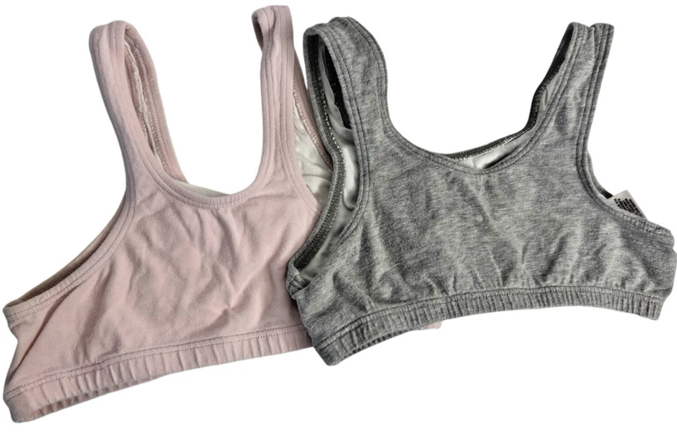 Lot of 2  Fruit Of The Loom Girls Sports Bra 28 Tank Yoga Fitness 2 Pk Pink Gray - Image 1 of 4