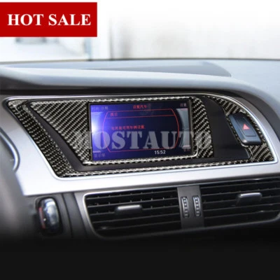 Cubierta de embellecedor de panel de navegación GPS para consola de fibra de carbono para Audi A5 S5 2008-2016 Foto 1 de 4