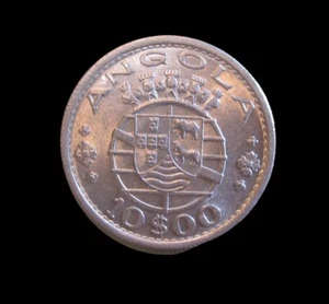 PORTUGUESE ANGOLA 10 ESCUDOS 1952 UNC SILVER KM 73 #4681# - Picture 1 of 2