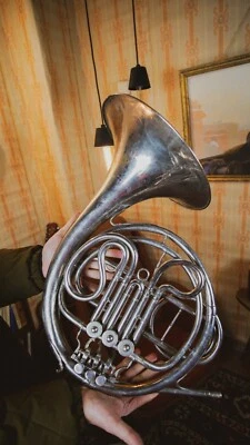 Cuerno Francés Vintage Original URSS Soviético Latón Instrumento Musical de Viento Foto 1 de 4