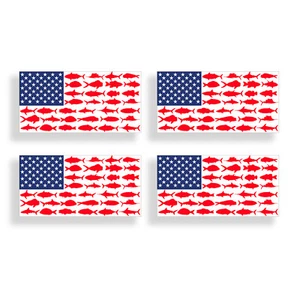 4 Mini Fish American Flag Sticker USA Fishing Helmet Car License Plate Tag Decal - Picture 1 of 3