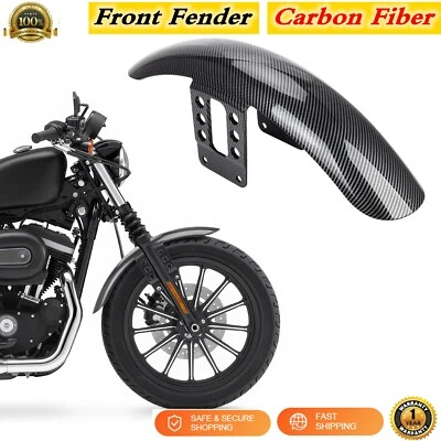 Carbon Fiber Front Fender For Harley Sportster 883 1200 Models w/ 19"Front Wheel Foto 1 de 4