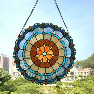 Stained Glass Tiffany Style Hanging Window Panel Suncatcher Victorian Design - Picture 1 of 3