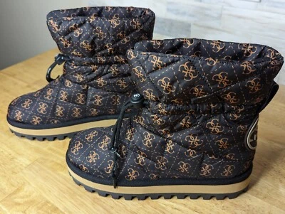 Botas Guess Leian para mujer clima frío marrón patrón de logotipo talla 6 Foto 1 de 4