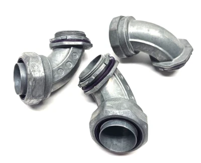 Lote de 3 conectores herméticos líquidos 90° 1-1/2" zinc fundido a presión Foto 1 de 4