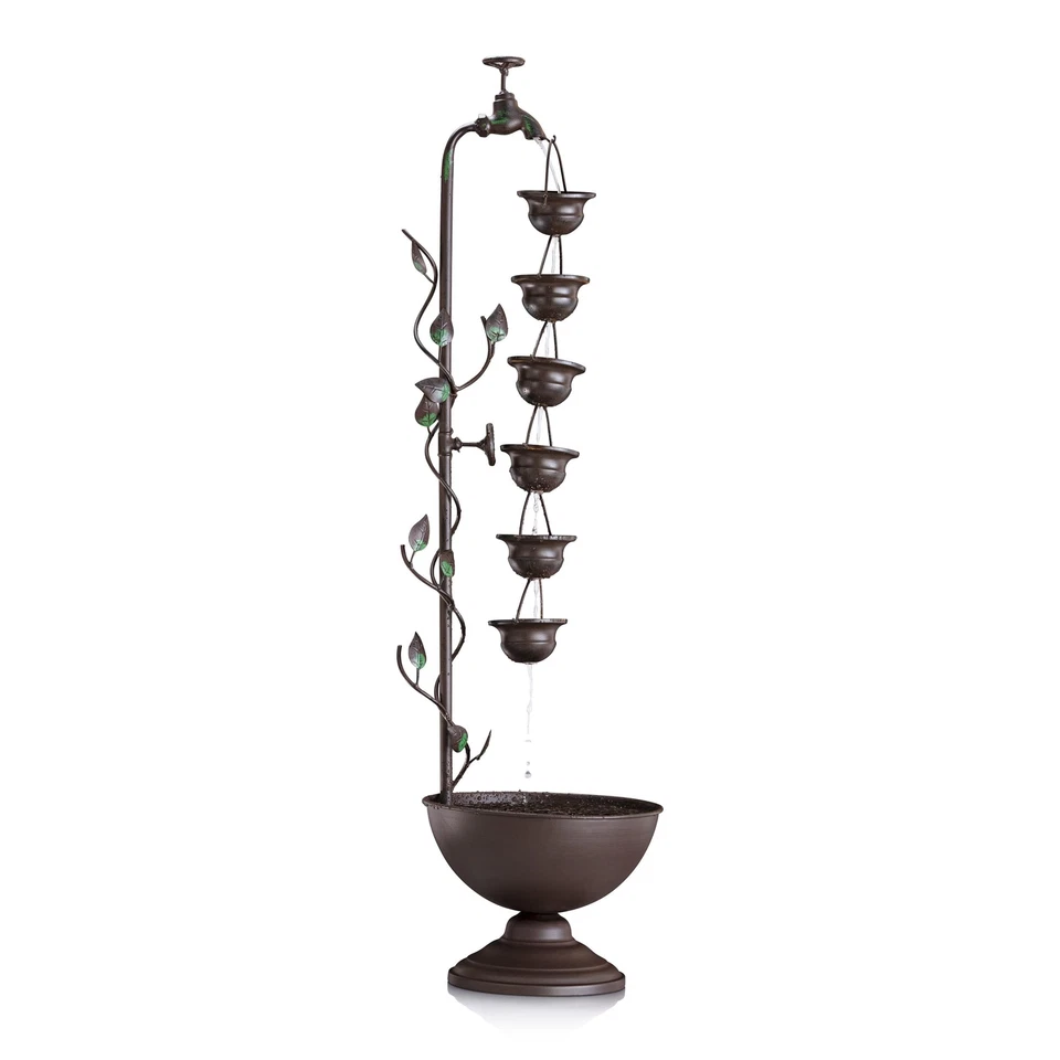 Alpine MAZ254 36 In. 6 Hanging Cup Tier Layered Floor Fountain