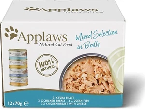 Applaws Natural Wet Cat Food, Multipack Chicken and Fish Selection in Broth 70 g