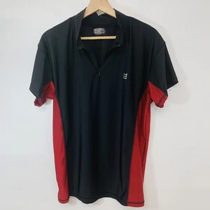 Basic Equipment Mens Polo Medium Black Maroon Color Block 1/4 Zip Short Sleeve  - Picture 1 of 9