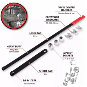 8PC Serpentine Belt Tension Tool 1/2" 3/8" Square Universal Belt Removal Wrech - Picture 1 of 7