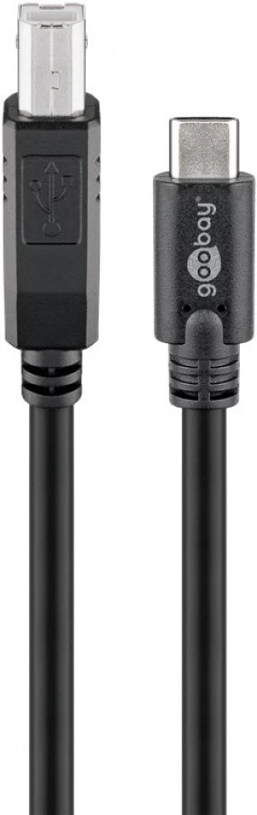 USB-C™ auf B Kabel, schwarz 1,0m - Bild 1 von 1