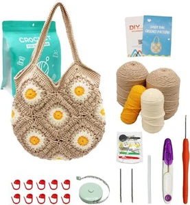 Crochet Kit for Beginners Daisy Tote Bag DIY Knitting Kits of Daisy Tote Bag - Picture 1 of 7