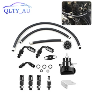 Adjustable 6AN Fuel Pressure Regulator Kit EFI Return 0-160psi Gauge Black AN6 - Picture 1 of 17