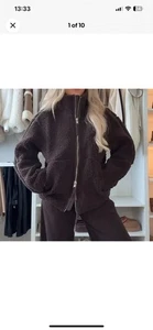 H&M Loose Teddy Jacket uk medium chocolate Brown SOLD OUT - Picture 1 of 3