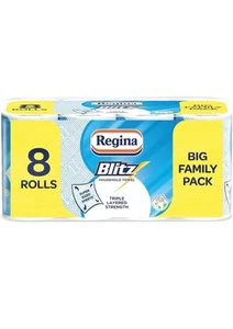 Regina Blitz Haushaltstücher - 8 dreilagige Rollen, 140 Blatt pro Rolle - Bild 1 von 2
