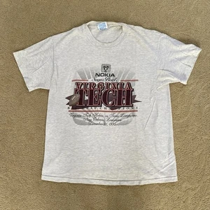 Vintage Virginia Tech Gray T-Shirt 1995 Nokia Sugar Bowl Texas UT Cotton Men’s L - Picture 1 of 10