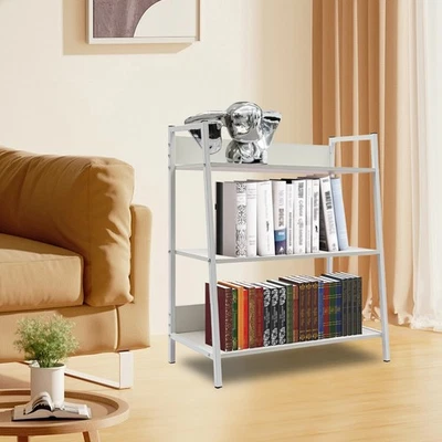 New 3-Tier Industrial Bookshelf Bookcase Display Rack Ladder Storage Shelf White - Image 1 of 4