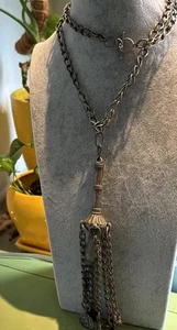 Antiker Jemen Zylinder Amulett Anhänger schwere Kette, Jemenit 97 gr Münze Silber - Bild 1 von 20