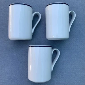 3 tazas Dansk Christianshavn Bistro vajilla taza de café blanca borde azul 4 1/8" - Imagen 1 de 11