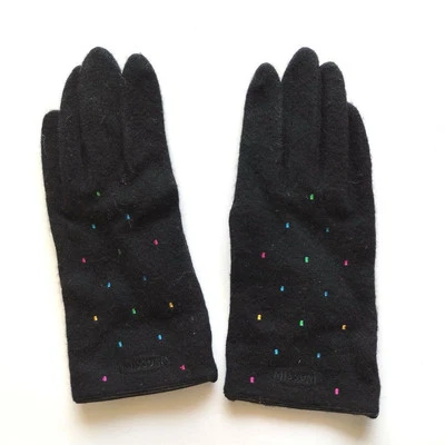Missoni женщин цветной горошек перчатки черный шерсти шикарный уникальный дизайн роскошь б/у - Изображение 1 из 4