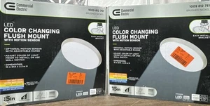 (2) Commercial Electric 15 in. Brushed Nickel Flush Mount Indoor Ceiling Light - Picture 1 of 11
