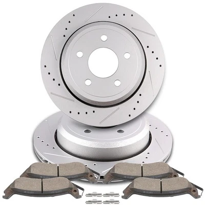 Discos e pastilhas de cerâmica rotores de freio traseiro broca para Ford Crown Victoria 2003-2011 - Imagem 1 de 4