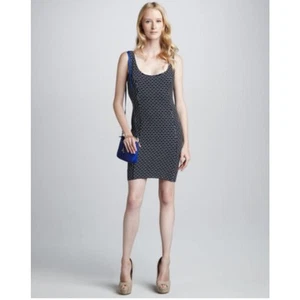 NWT Milly Maria Wavy Stripe Sleeveless Stretch Tank Dress S 4 6 Navy Blue White - Picture 1 of 9