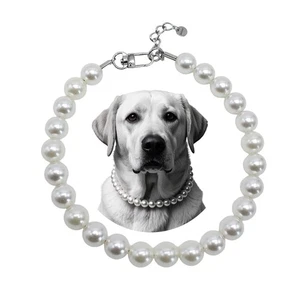 Big Pearl Beaded Dog Collar with Strong Steel Wire Rope, Female Pearl Collars... - Picture 1 of 7