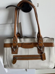 Coach Penelope Schultertasche Tasche Kiesel braun elfenbein Leder Tasche F14686 EXCLT - Bild 1 von 17