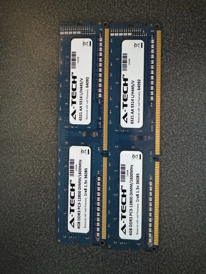 Atech 4GB DDR PC-10600 DIMM/1600MHz - Image 1 of 1