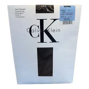 1992 Calvin Klein Semi Opaque Control Top Pantyhose Style 8”4 Size 2 Dark Brown - Picture 1 of 2