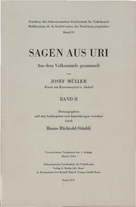 Sagen aus Uri; Teil: Bd. II. Hgeg. u. mit Sachreg. u. Anm. versehen durch Hanns - Picture 1 of 1