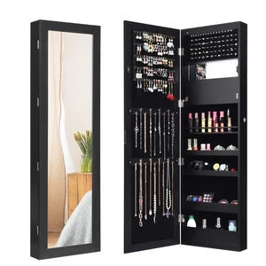 Zuhause abschließbarer Schrank Schmuck Schrank Organizer Wand Tür montiert mit LED-Leuchten - Bild 1 von 6