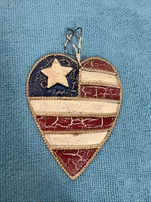 Tin Heart Americana Decor Handmade Metal Rustic Hanger  - Image 1 of 4