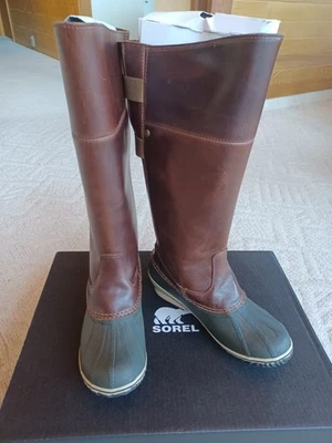 NUEVAS BOTAS DE MONTAR ALTAS SOREL SLIMPACK 8 Umber Bronceado Británico Raras Nuevas Con Etiquetas. Foto 1 de 4