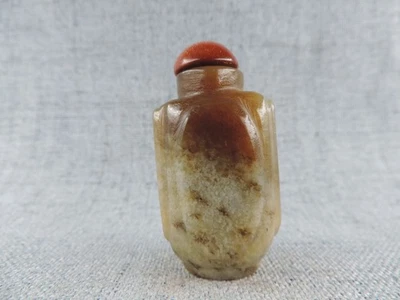 Coleção Antiga Garrafa de Rapé Chinesa Esculpida à Mão Natureza Hetian Jade J - Imagem 1 de 4