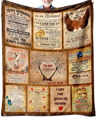 Cobertor romântico para ele marido 60x50 aniversário presente de Natal tapeçaria - Imagem 1 de 4