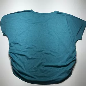 Wiholl Top Womens Size 2XL V-Neck Ruched Sides Basic Teal Blue Short Sleeve NEW - Picture 1 of 15