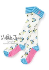 Girls MATILDA JANE Make Believe White/Blue Floral Go On Socks L Large 1-4 NEW - Picture 1 of 1