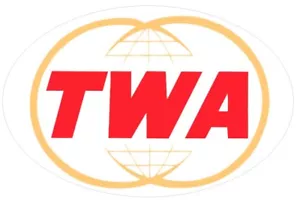 TWA TRANS WORLD AIRLINES AUFKLEBER AUFKLEBER AUTO STOßSTANGE VINTAGE ORIGINAL WEISS GROSS NEU - Bild 1 von 5