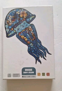 Unique Shape Jigsaw Puzzle Jellyfish Graphic Wooden Pieces Sealed - Bild 1 von 3