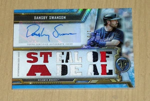 2020 Topps Triple Threads relic jersey patch autograph BLUE Dansby Swanson 1/3 - Picture 1 of 1