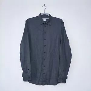 Armani Grey and White Dotted Designer Mens Shirt Long Sleeve Size Medium Cotton - Picture 1 of 16