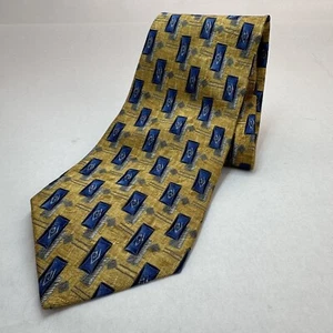 Preswick & Moore Men Necktie 100% Silk Tie 58" L 4" W Made in Korea Blue Yellow - Picture 1 of 7