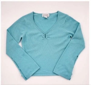 BLOOMINGDALE'S 87% Cashmere 11% Nylon, 2% Spandex Sweater Baby Blue Size Medium - Picture 1 of 4