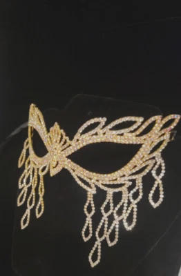 Crystal Rhinestone Masquerade mask original satin band, perfect state, stunning - Image 1 of 4
