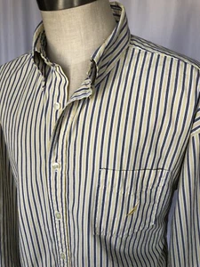 Camicia poplin Nautica da uomo cotone giallo/navy/bianco a righe, grande - Foto 1 di 8
