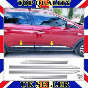 Streamer cromado puerta lateral 4 puertas acero en acero para Vauxhall Opel Grandland X 2017-Up - Imagen 1 de 11